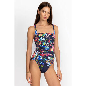 $198 Johnny Was Ocean Dreamer Ruched One Piece Swimsuit Small NEW